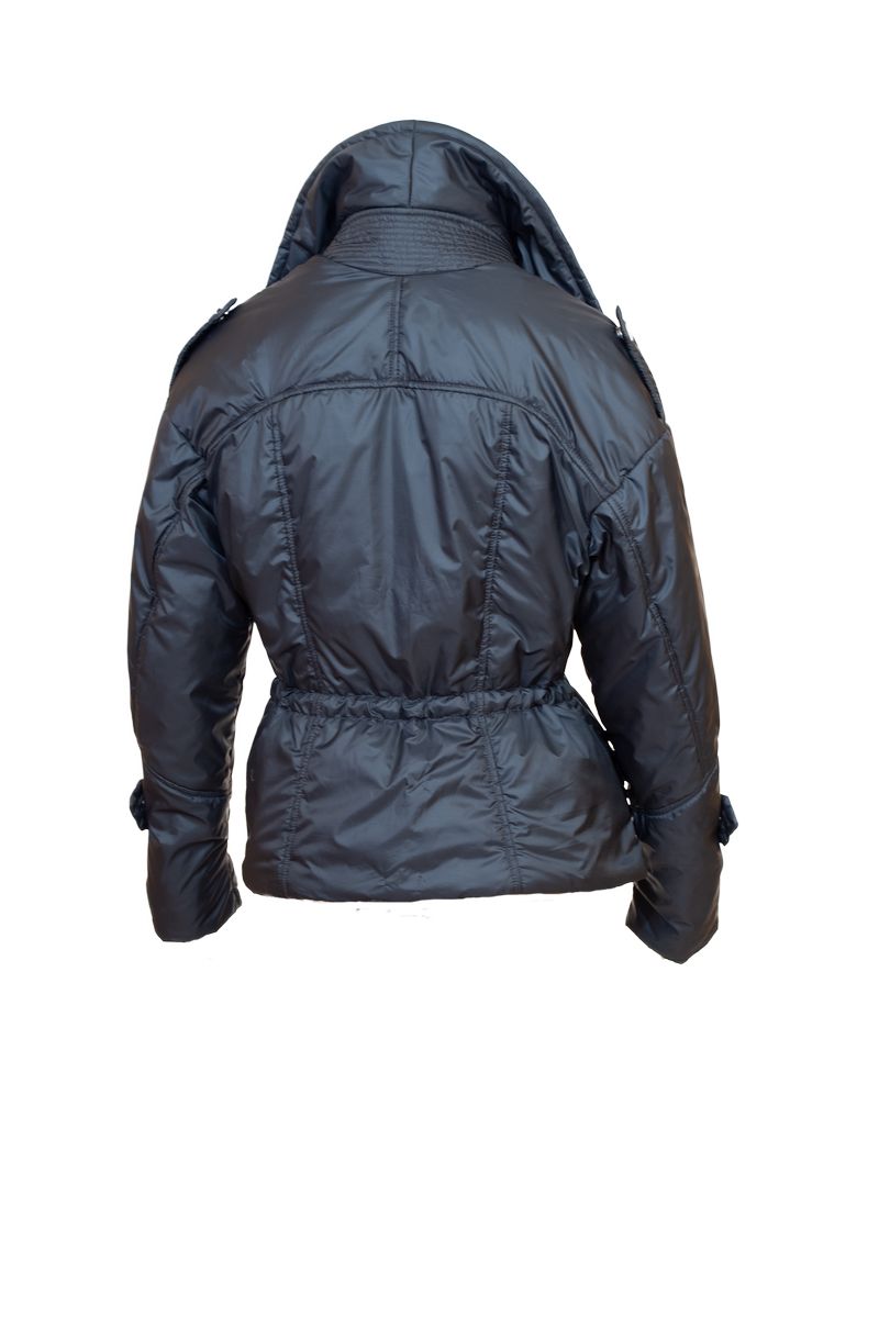 Model wearing Aster alpaca jacket turning back